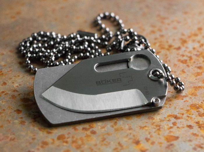 Нож складной "Dog Tag" Knife Titanium designed by John Kubasek - Boker Plus 01BO210, сталь 440C Satin Plain, рукоять титан