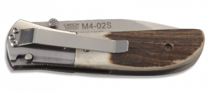Полуавтоматический складной нож Carson M4 Stag, CRKT M4™-02S, сталь 8Cr13MoV Satin, рукоять олений рог