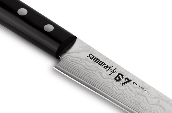 Нож кухонный "Samura 67" для нарезки  195 мм, дамаск 67 слоев, черная пакка