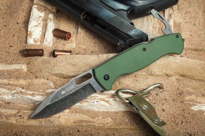 Складной нож Ute 440C BW, G10 зеленая, Kizlyar Supreme